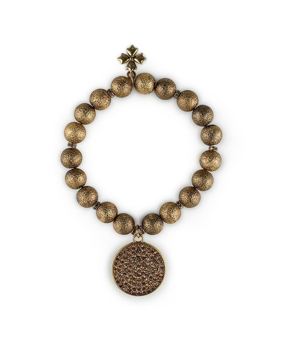 Female - Disc Stretch Bracelet - Sparkle - antique gold - by Patricia Nash - View 1 of 3