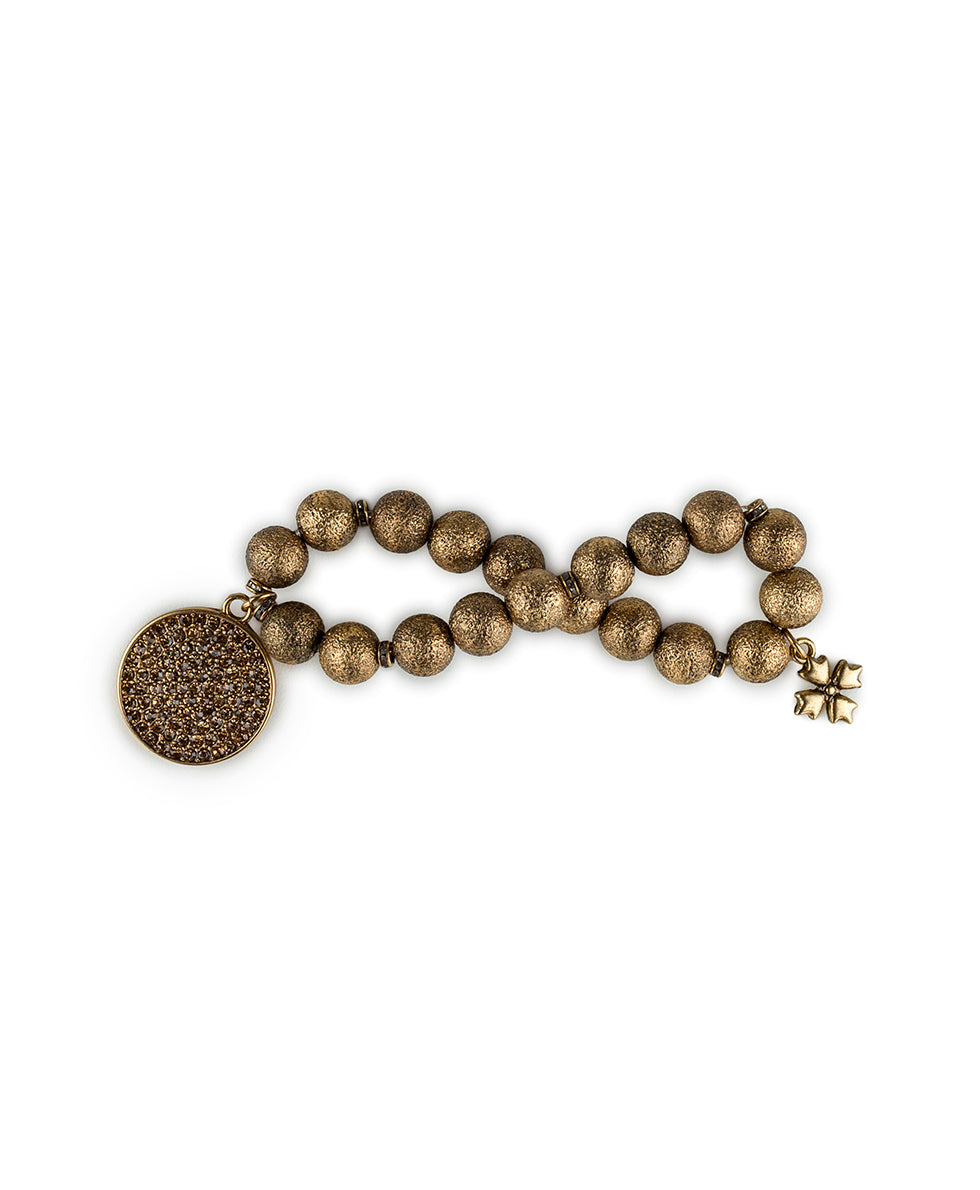 Female - Disc Stretch Bracelet - Sparkle - antique gold - by Patricia Nash - View 2 of 3