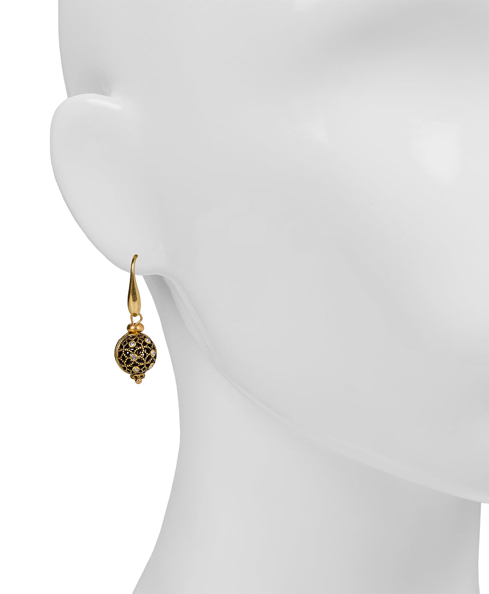 Female - Bead Drop Earrings - Filigree - antique gold - by Patricia Nash - View 2 of 3
