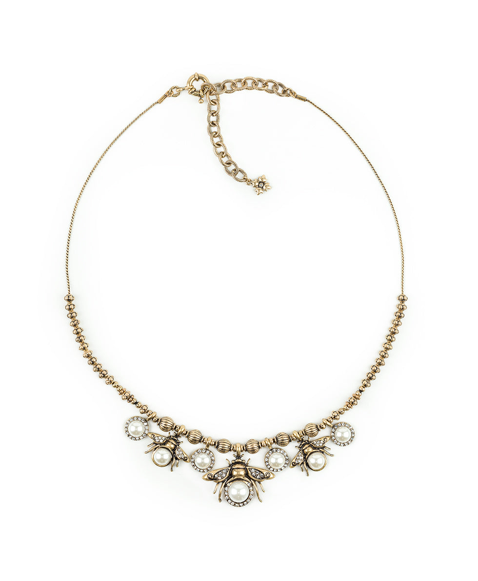 Female - Multi Bee Necklace - Bee Happy - antique gold - by Patricia Nash - View 2 of 3