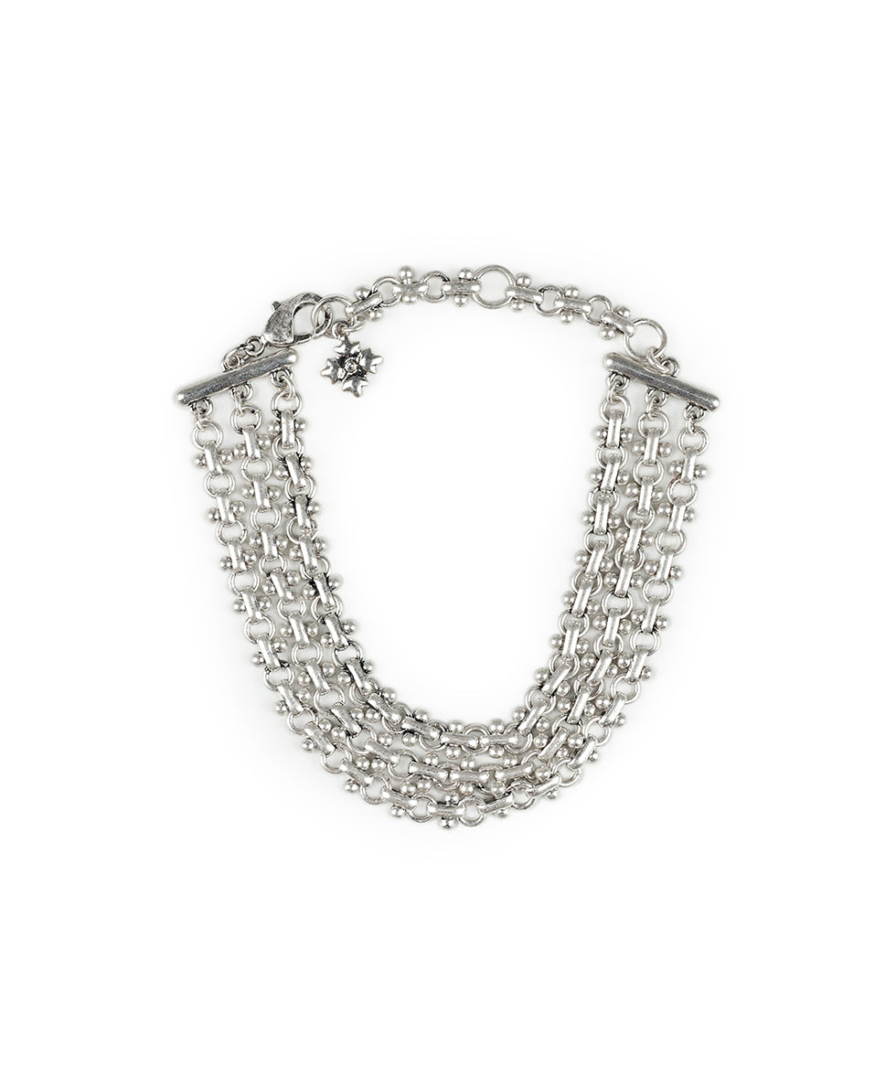 Female - Triple Chain Bracelet - Lovely Stone - silver ox - by Patricia Nash - View 1 of 2
