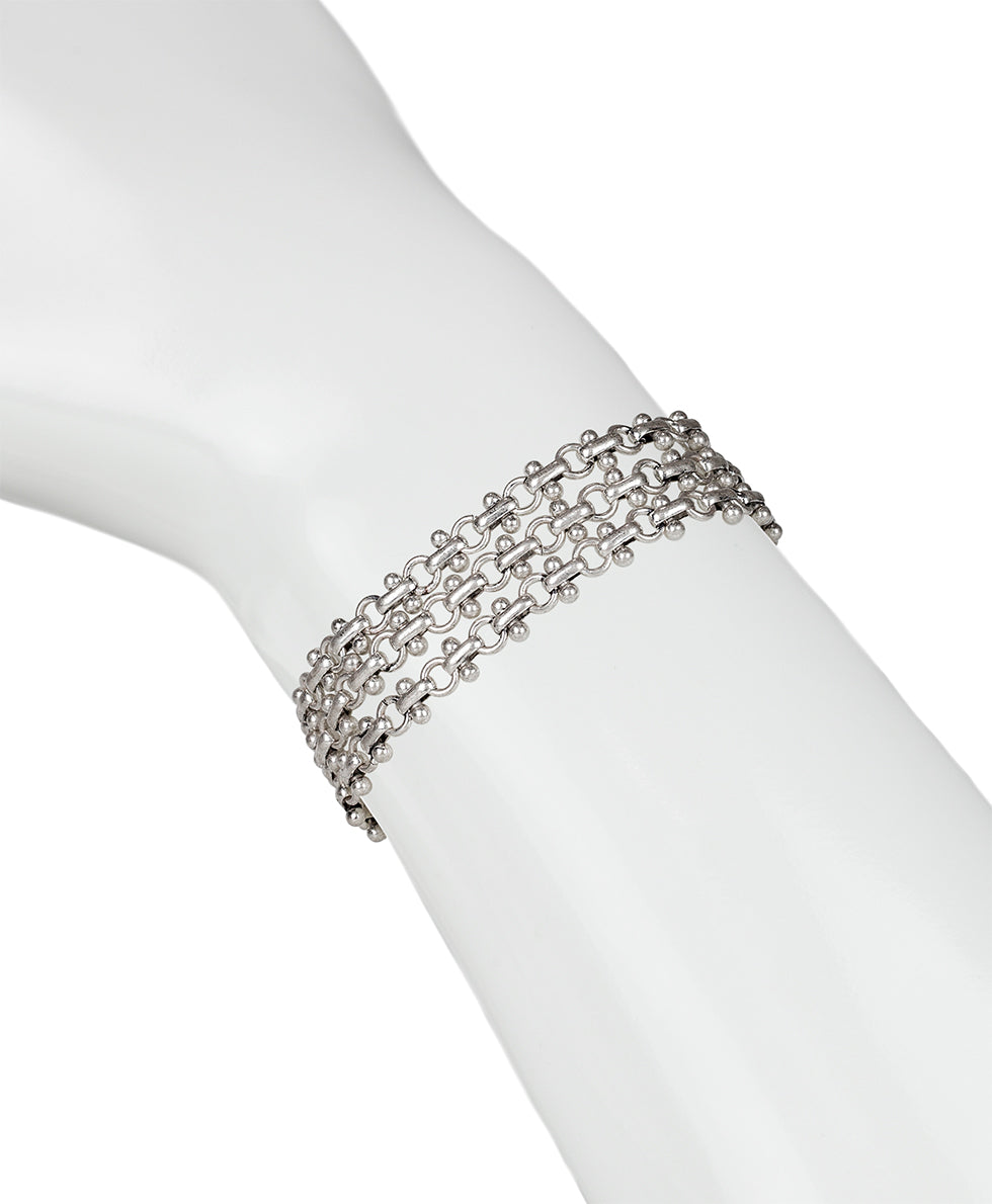 Female - Triple Chain Bracelet - Lovely Stone - silver ox - by Patricia Nash - View 2 of 2
