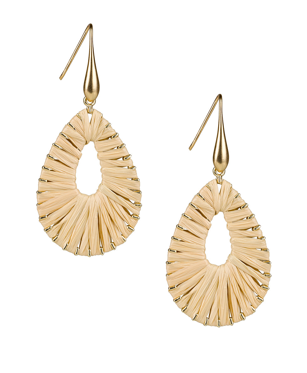 Female - Tear Drop Earrings - Raffia Flower - passion / matte gold - by Patricia Nash - View 3 of 6