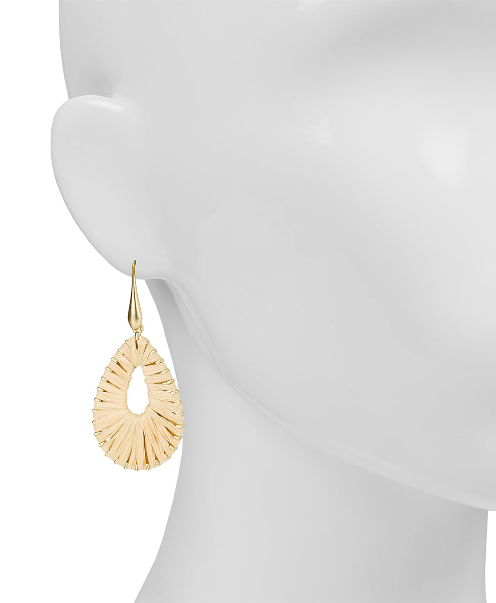 Female - Tear Drop Earrings - Raffia Flower - passion / matte gold - by Patricia Nash - View 4 of 6
