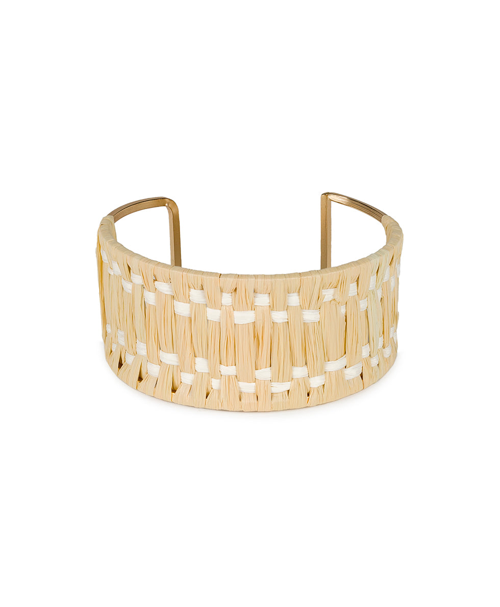 Female - Wrapped Cuff Bracelet - Raffia Wrapped - chalk white / natural - by Patricia Nash - View 1 of 3