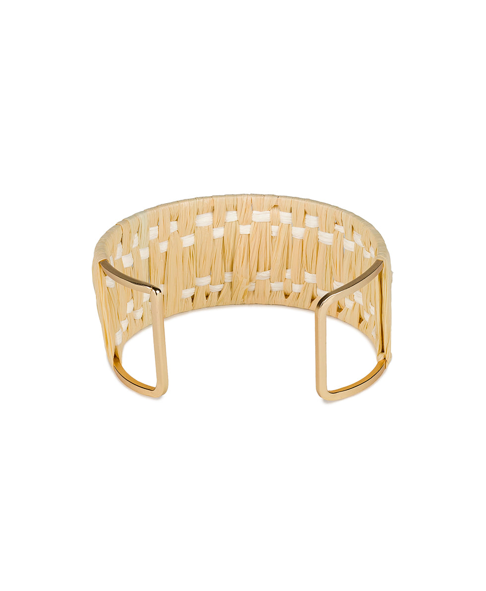 Female - Wrapped Cuff Bracelet - Raffia Wrapped - chalk white / natural - by Patricia Nash - View 2 of 3