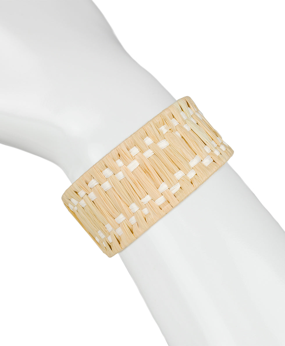 Female - Wrapped Cuff Bracelet - Raffia Wrapped - chalk white / natural - by Patricia Nash - View 3 of 3