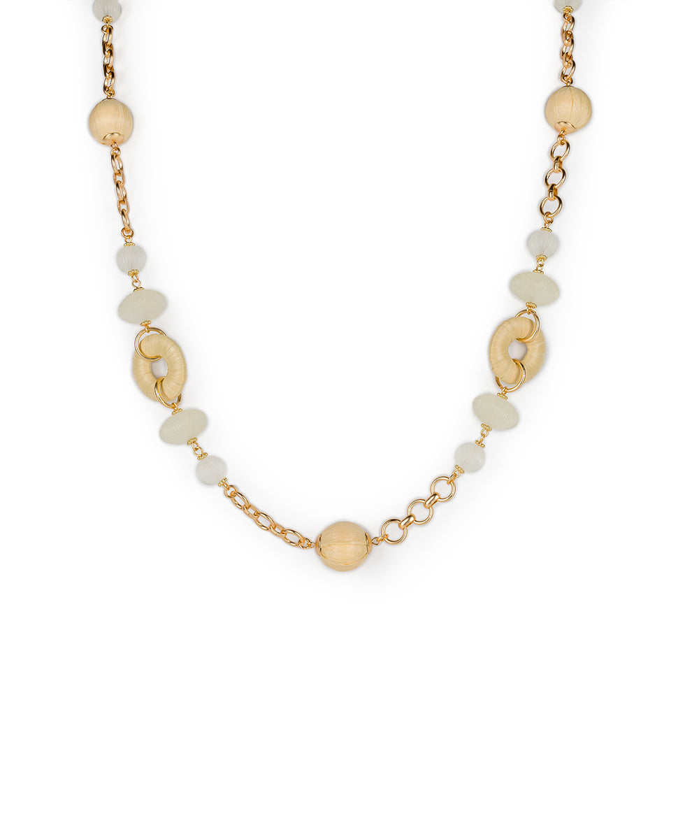 Female - Station Necklace - Raffia Wrapped - passion / natural - by Patricia Nash - View 5 of 11