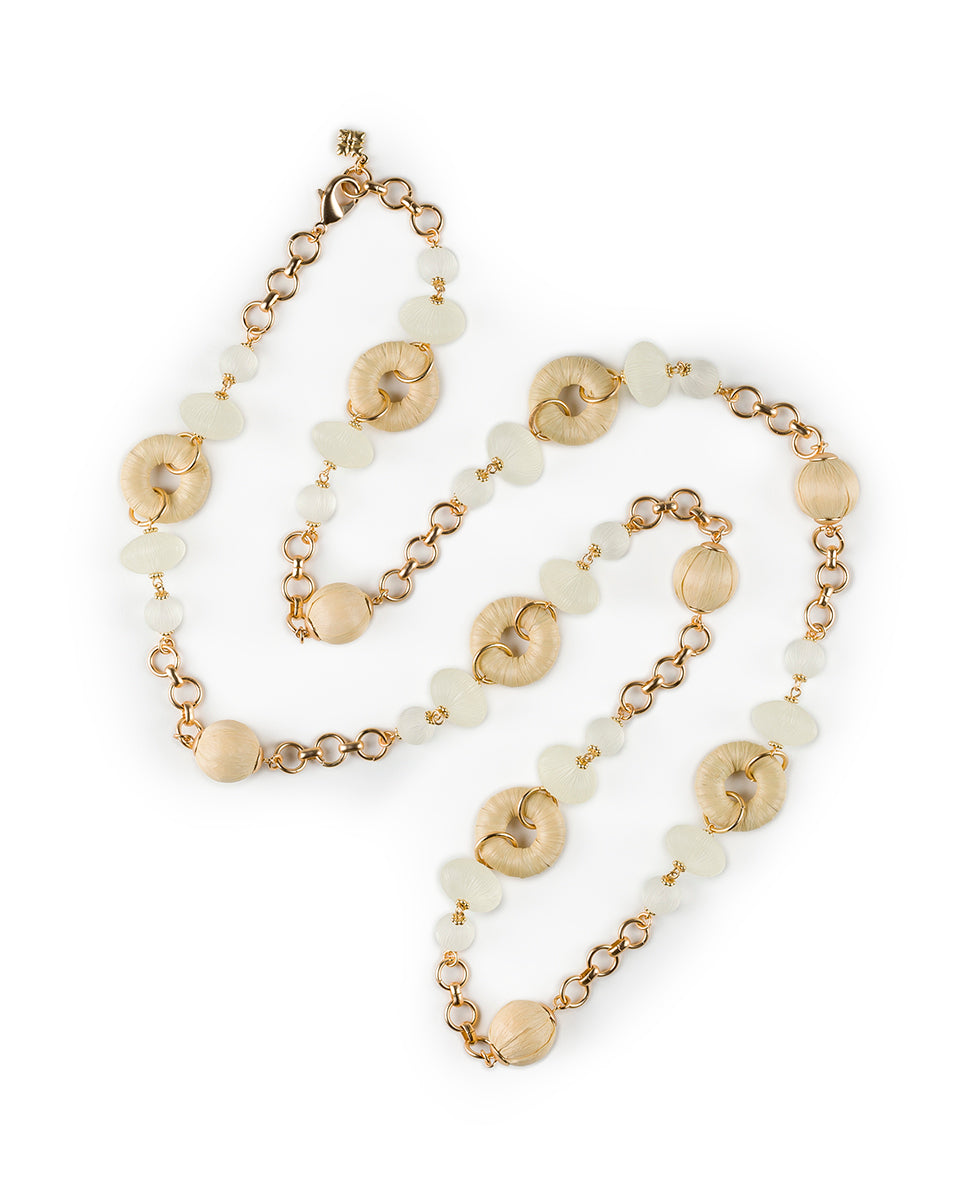 Female - Station Necklace - Raffia Wrapped - passion / natural - by Patricia Nash - View 6 of 11