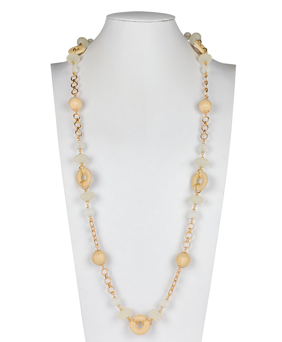 Female - Station Necklace - Raffia Wrapped - passion / natural - by Patricia Nash - View 8 of 11