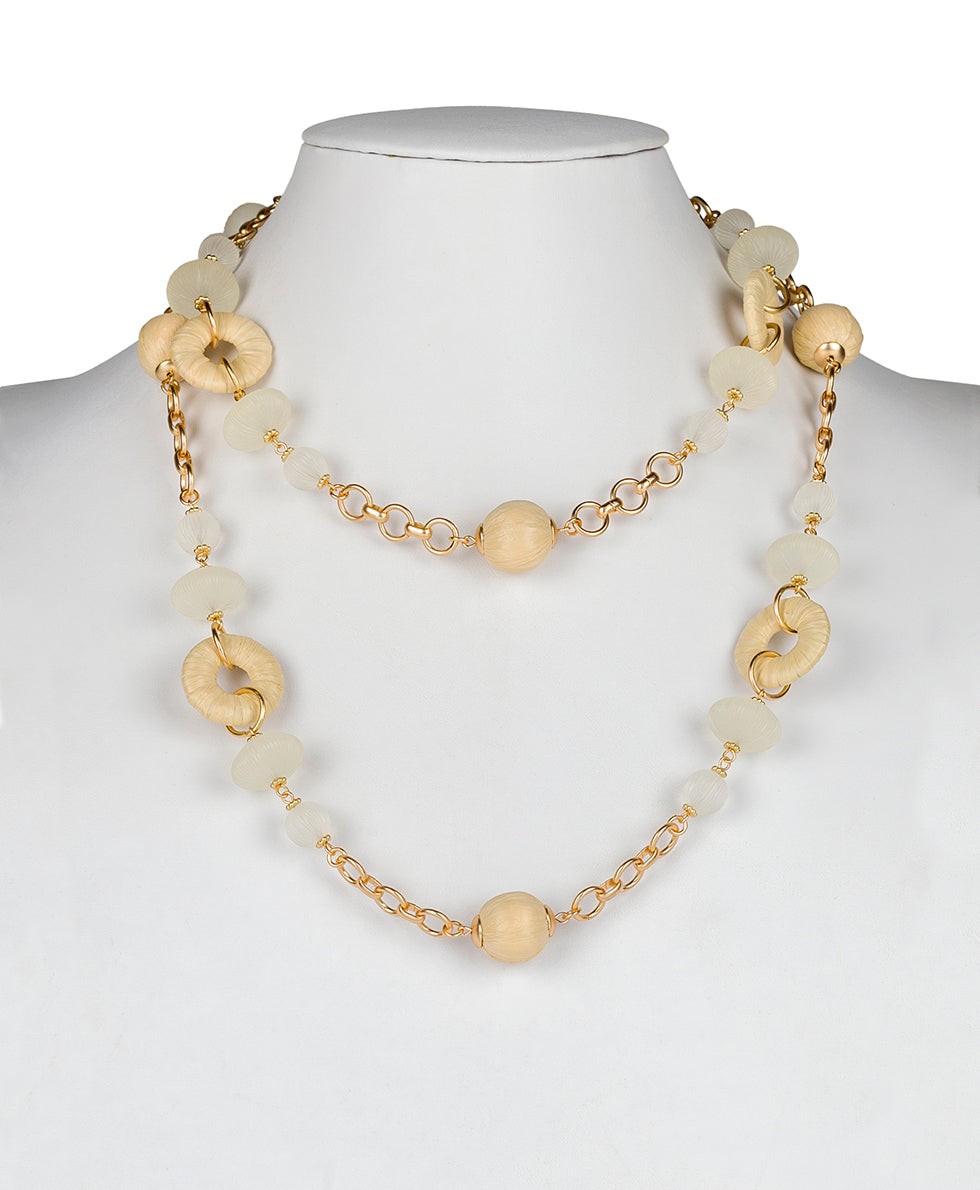 Female - Station Necklace - Raffia Wrapped - passion / natural - by Patricia Nash - View 9 of 11