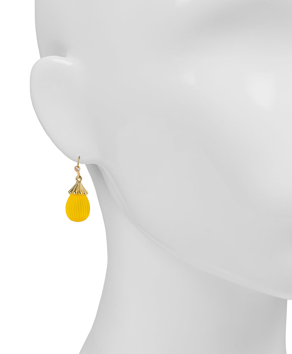Female - Tear Drop Earrings - Resin - mango - by Patricia Nash - View 2 of 2