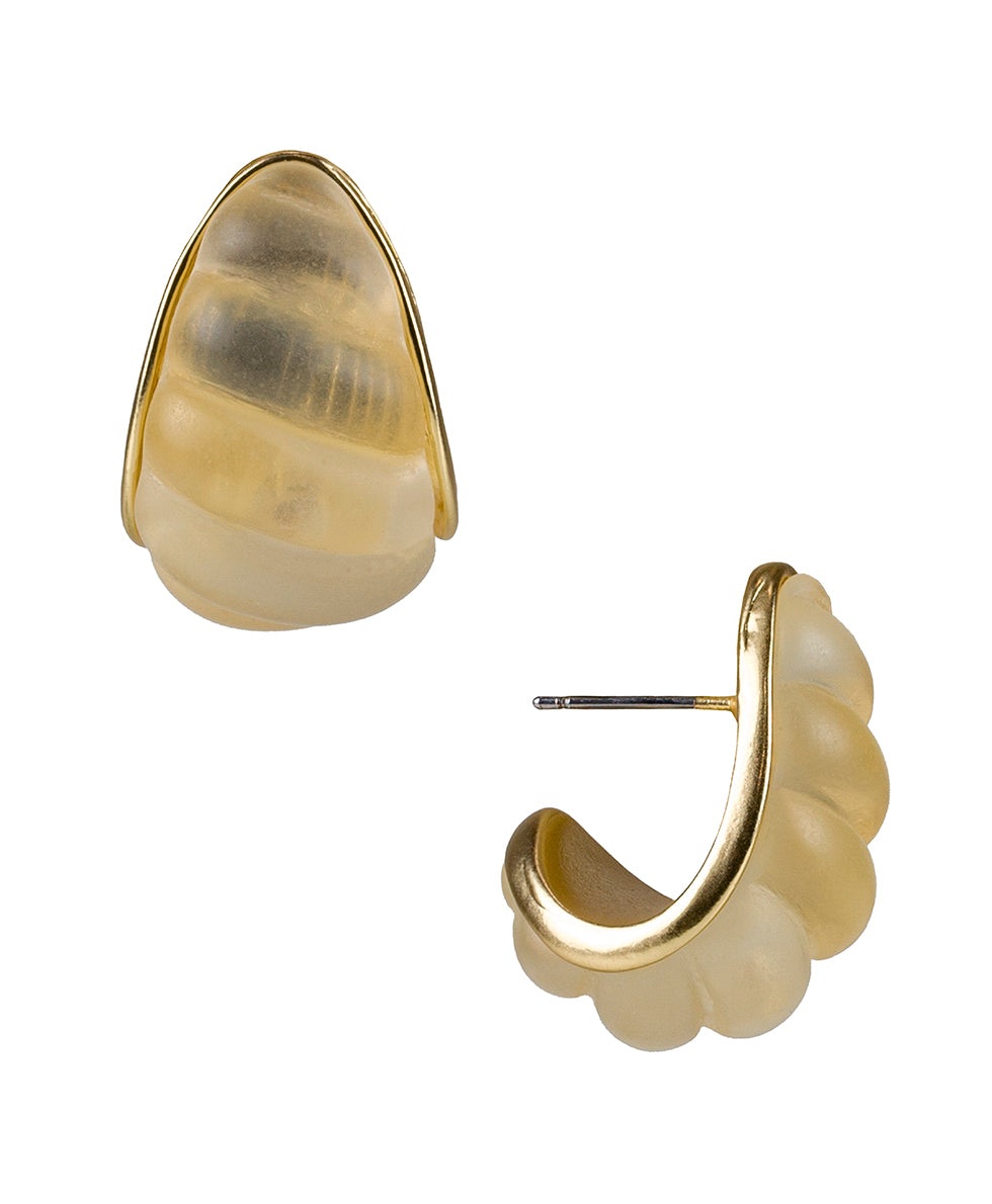 Female - Post Scalloped J Hoop Earrings - Resin - passion - by Patricia Nash - View 3 of 6