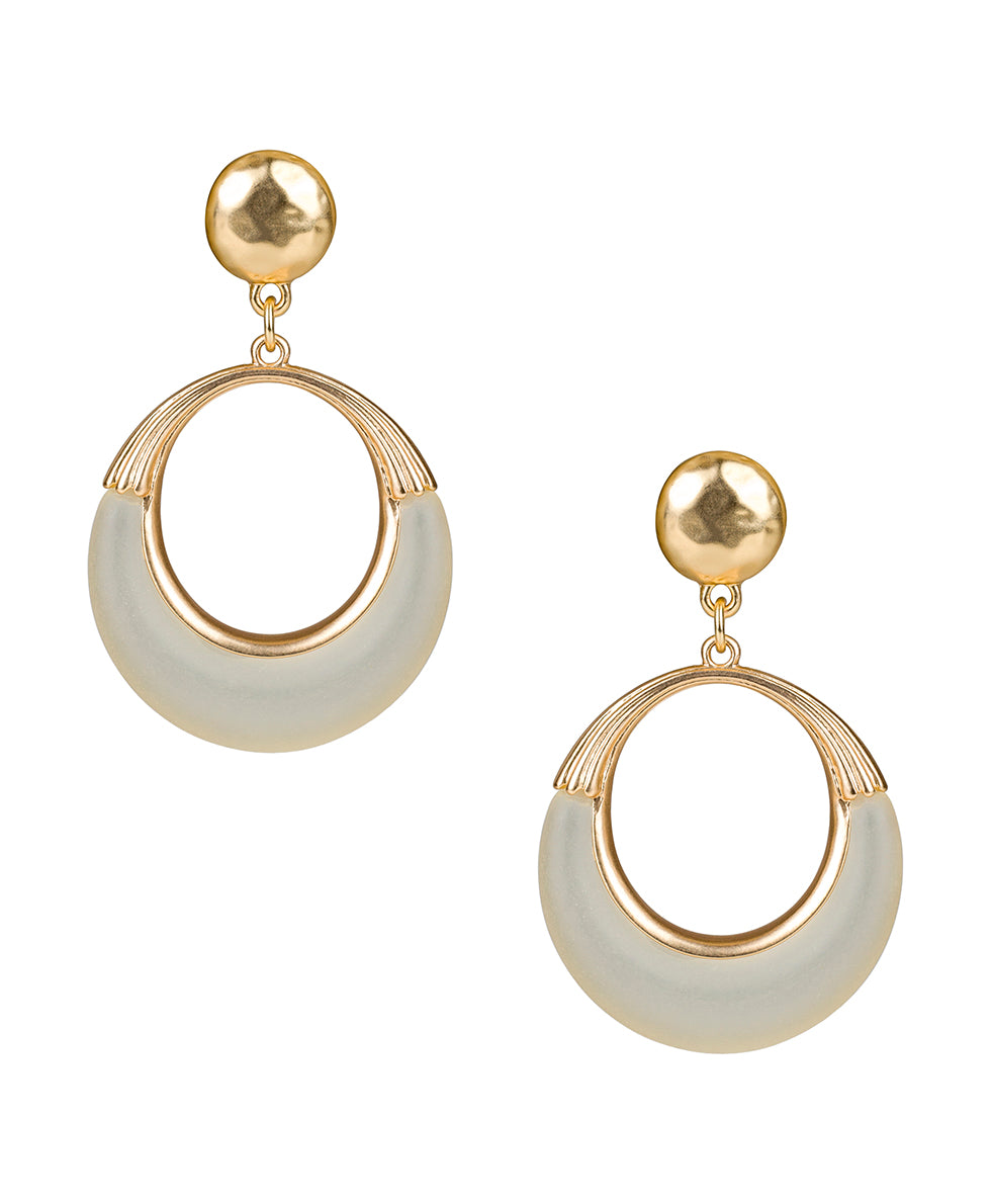 Female - Doorknocker Earrings - Resin - chalk white / matte gold - by Patricia Nash - View 1 of 2