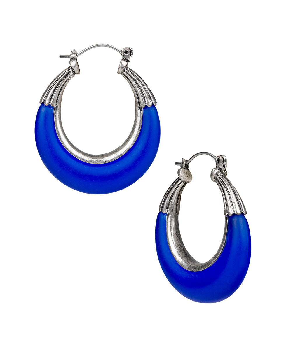Female - Hoop Earrings - Resin - brushed silver - by Patricia Nash - View 1 of 2