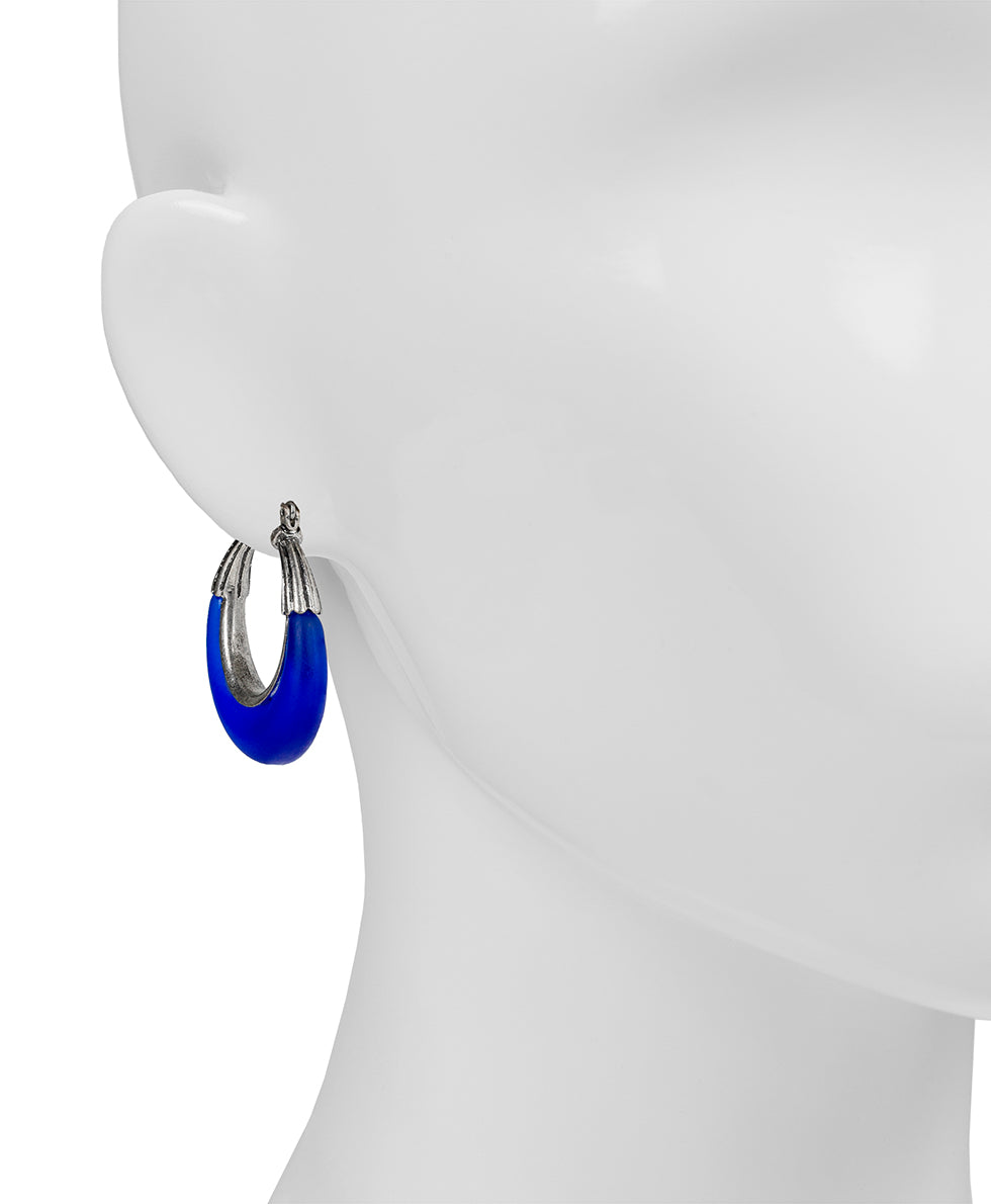 Female - Hoop Earrings - Resin - brushed silver - by Patricia Nash - View 2 of 2
