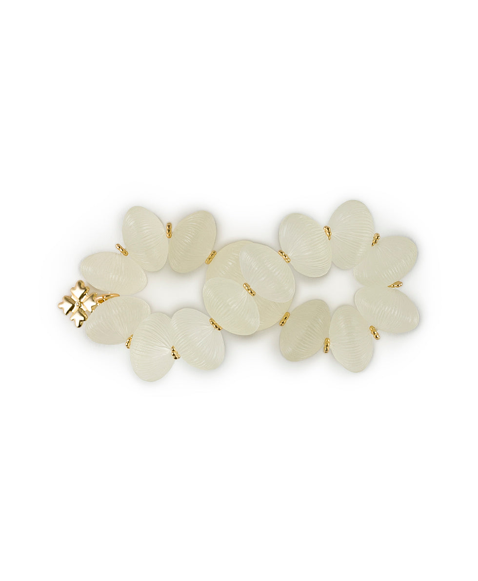 Female - Stretch Bracelet - Resin - chalk white / matte gold - by Patricia Nash - View 2 of 3
