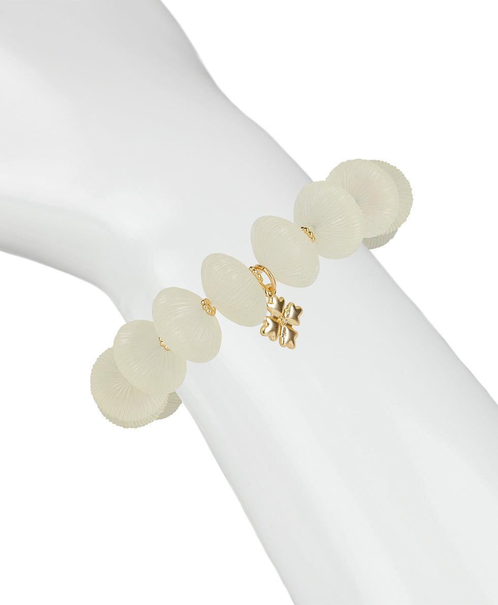 Female - Stretch Bracelet - Resin - chalk white / matte gold - by Patricia Nash - View 3 of 3