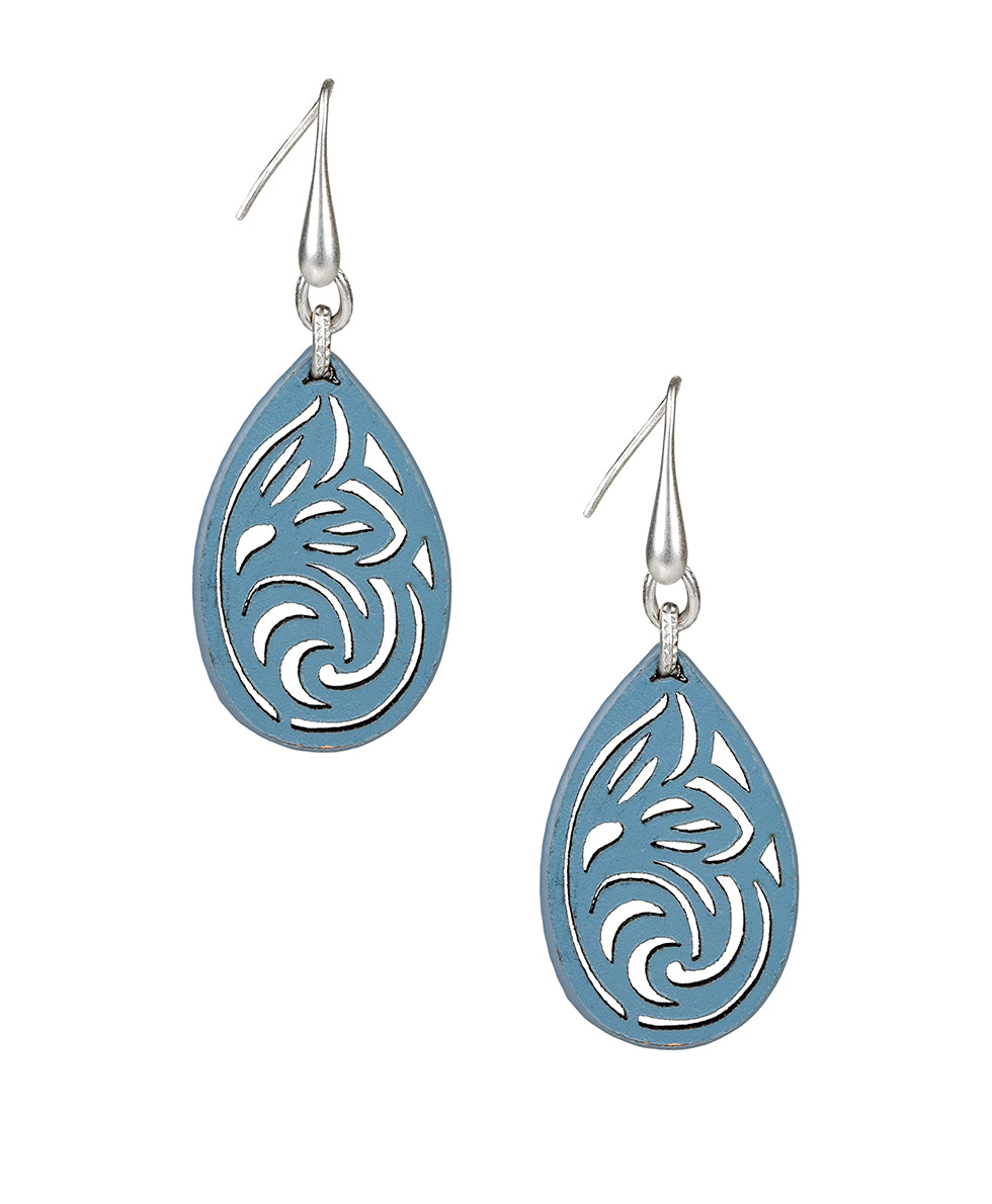 Female - Venetia Wire Drop Earrings - Leather Lace - silver ox - by Patricia Nash - View 1 of 2