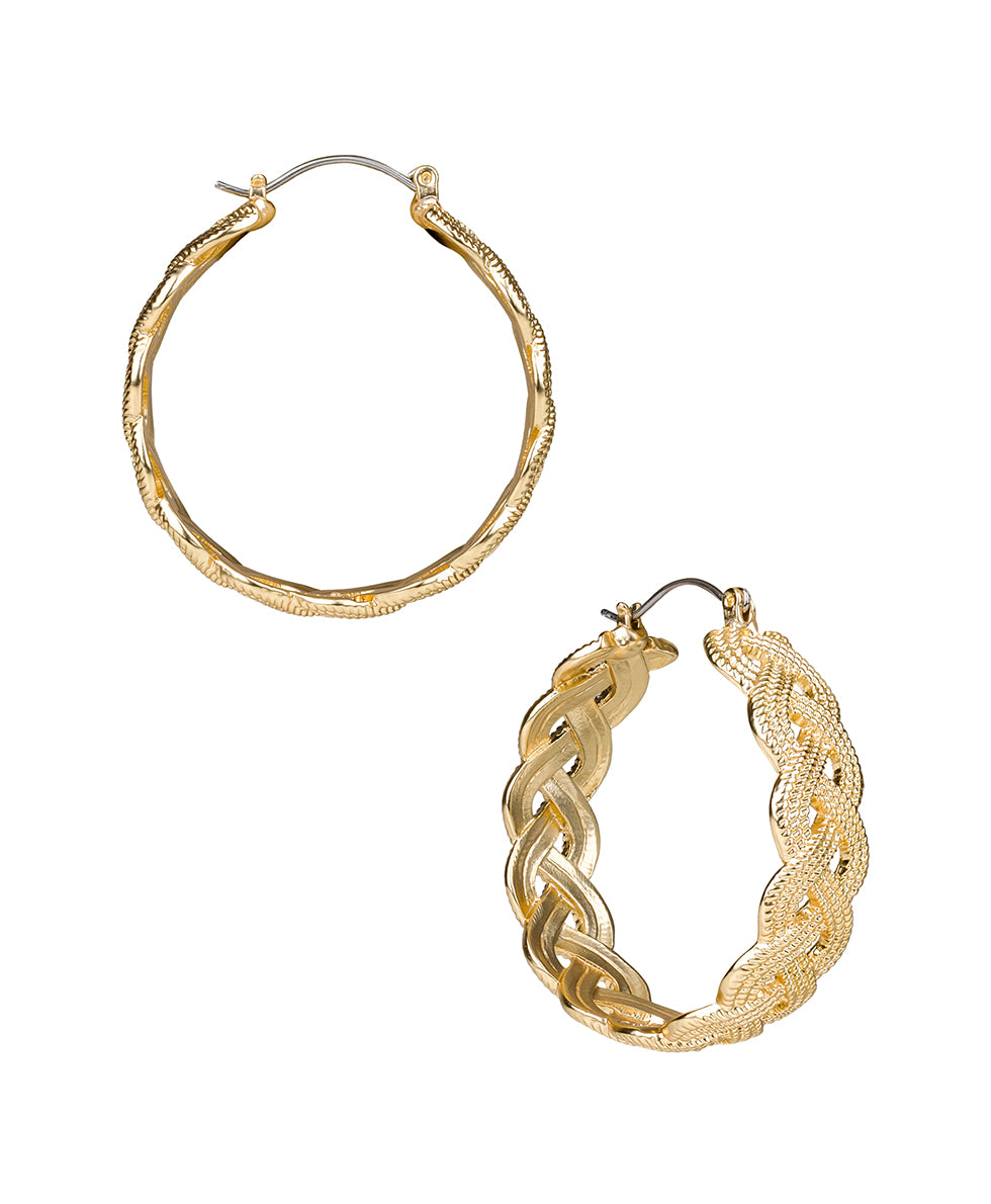 Female - Rope Hoop Earrings - Aegean Sea - matte gold - by Patricia Nash - View 1 of 3
