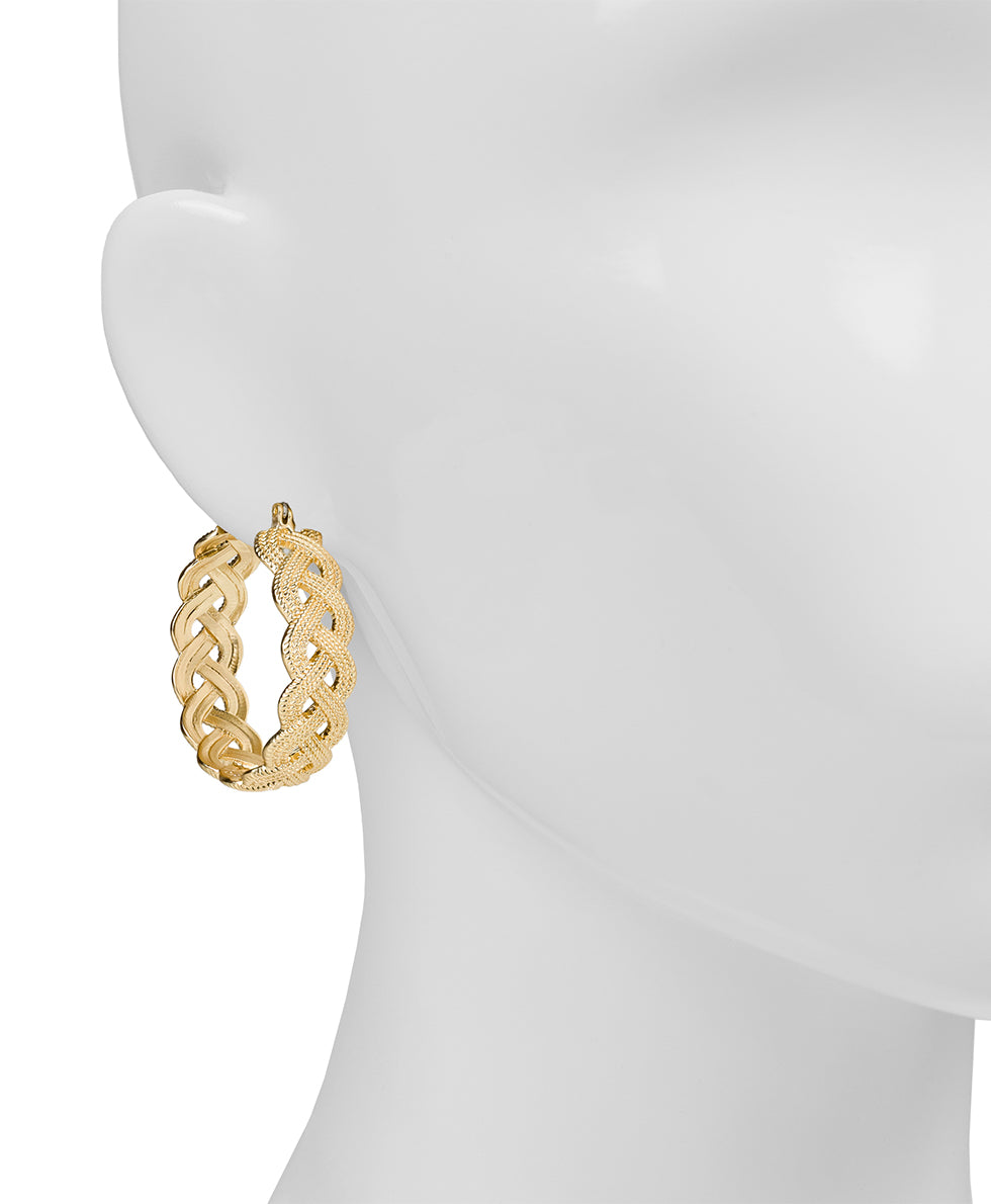 Female - Rope Hoop Earrings - Aegean Sea - matte gold - by Patricia Nash - View 3 of 3
