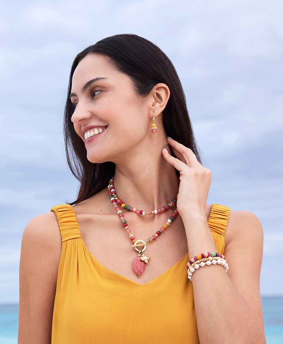 Female - Convertible Necklace - Eclectic Bead — Pink - pink - by Patricia Nash - View 4 of 6
