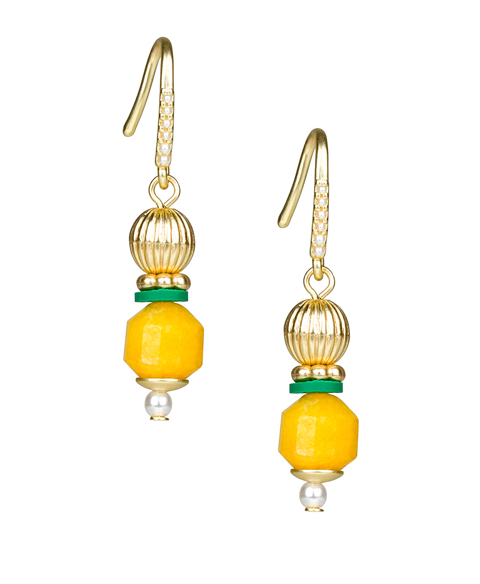 Female - Double Bead Drop Earrings - Eclectic Bead - mango / passion - by Patricia Nash - View 4 of 7