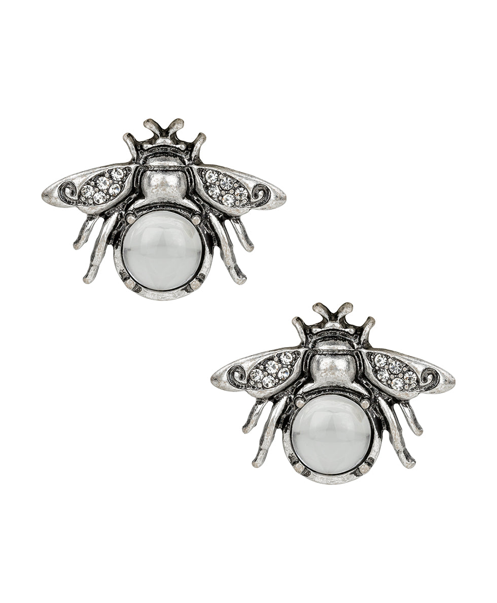 Female - Bee Post Earrings - Summer Bees - matte gold - by Patricia Nash - View 1 of 6