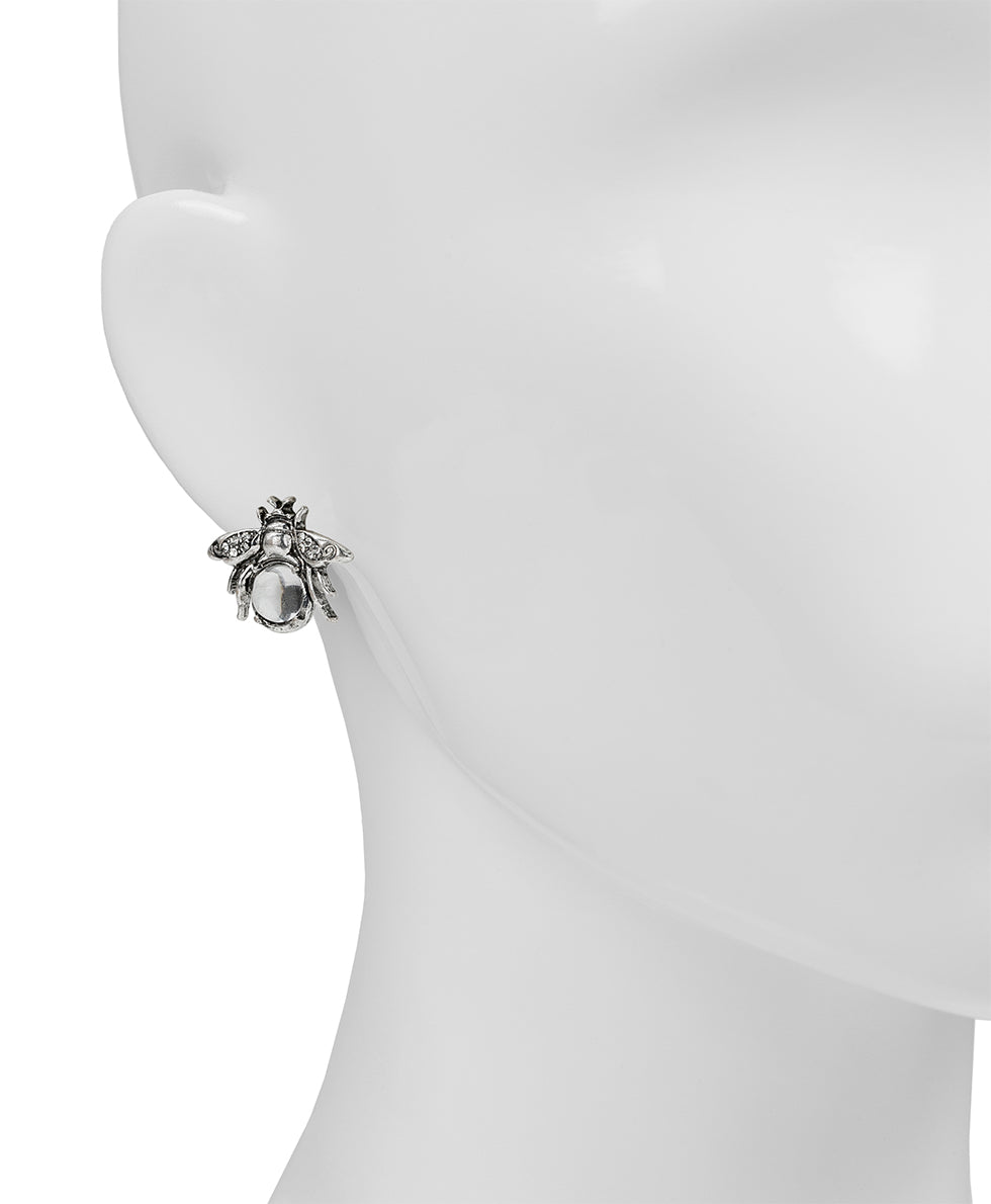 Female - Bee Post Earrings - Summer Bees - matte gold - by Patricia Nash - View 2 of 6