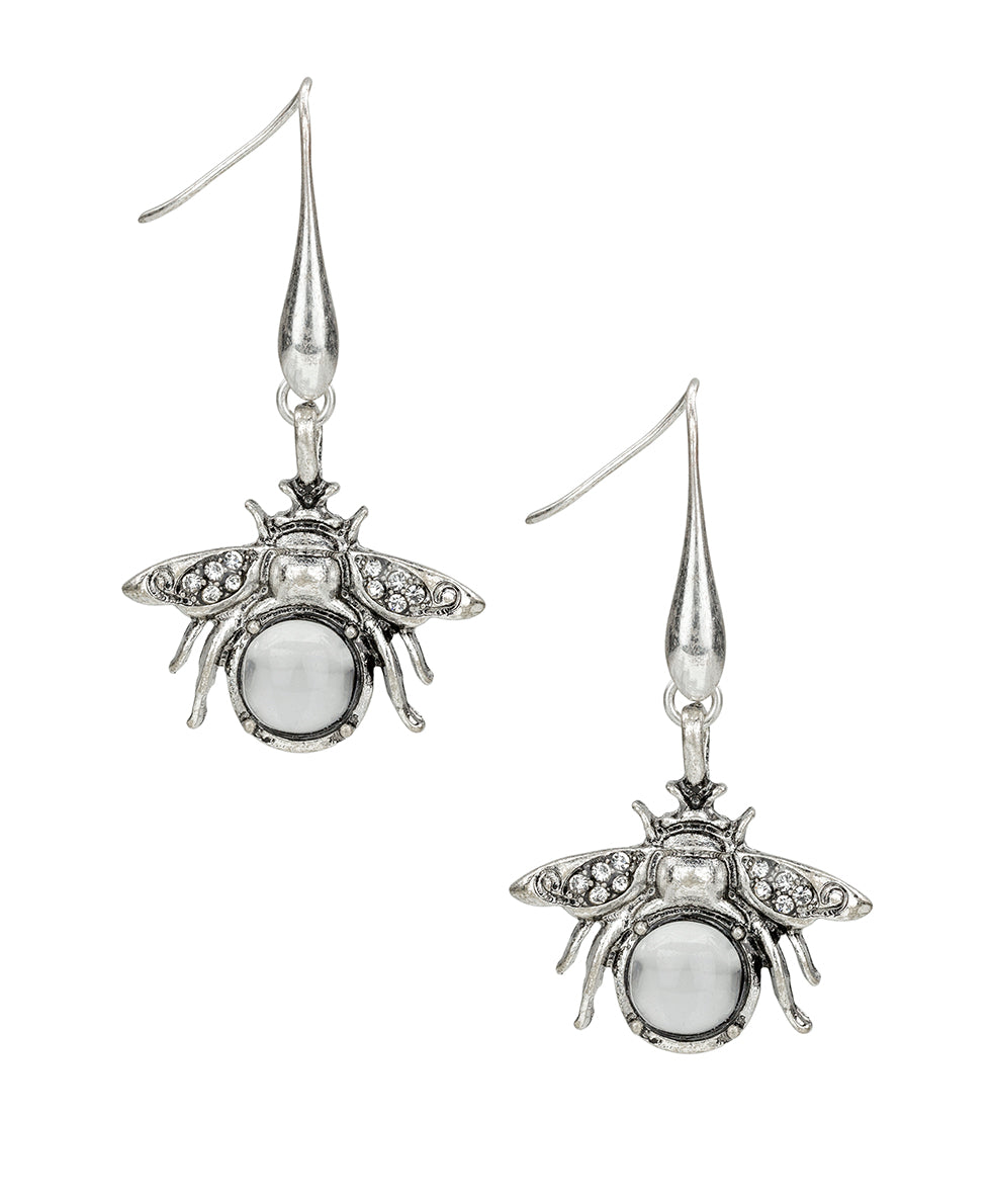 Female - Bee Drop Earrings - Summer Bees - matte gold - by Patricia Nash - View 1 of 6