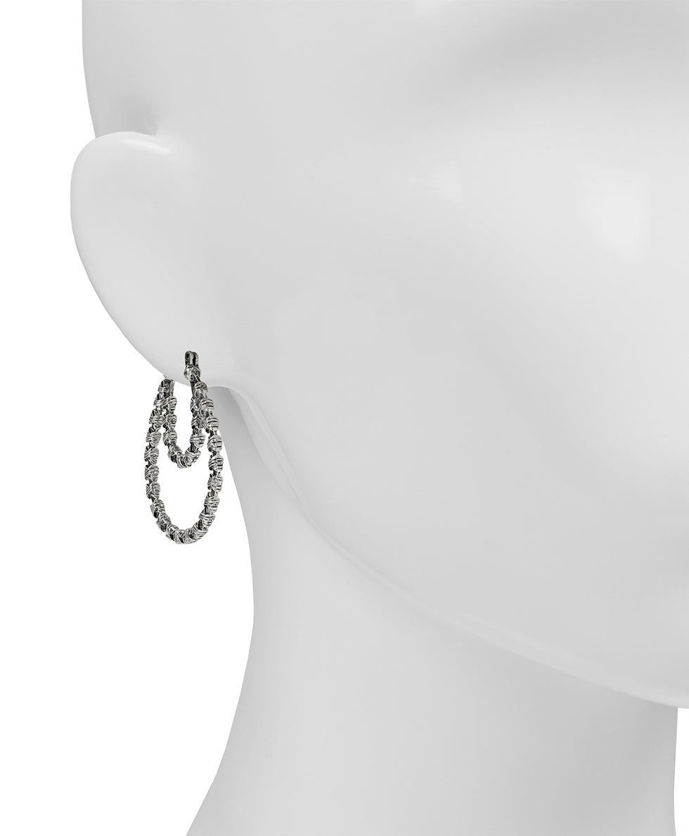 Female - Double Hoop Earrings - Woven Metal - antique gold - by Patricia Nash - View 2 of 6