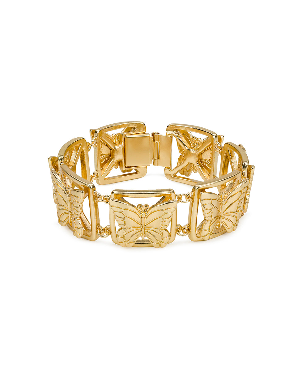 Female - Butterfly Link Bracelet - Butterfly Collection - matte gold - by Patricia Nash - View 1 of 4