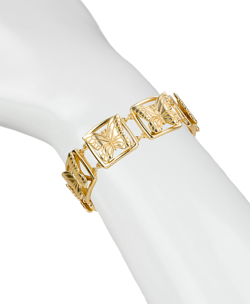 Female - Butterfly Link Bracelet - Butterfly Collection - matte gold - by Patricia Nash - View 4 of 4
