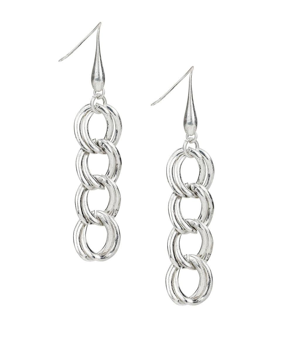 Female - Chain Dangle Earrings - Hammered Link - matte gold - by Patricia Nash - View 1 of 6