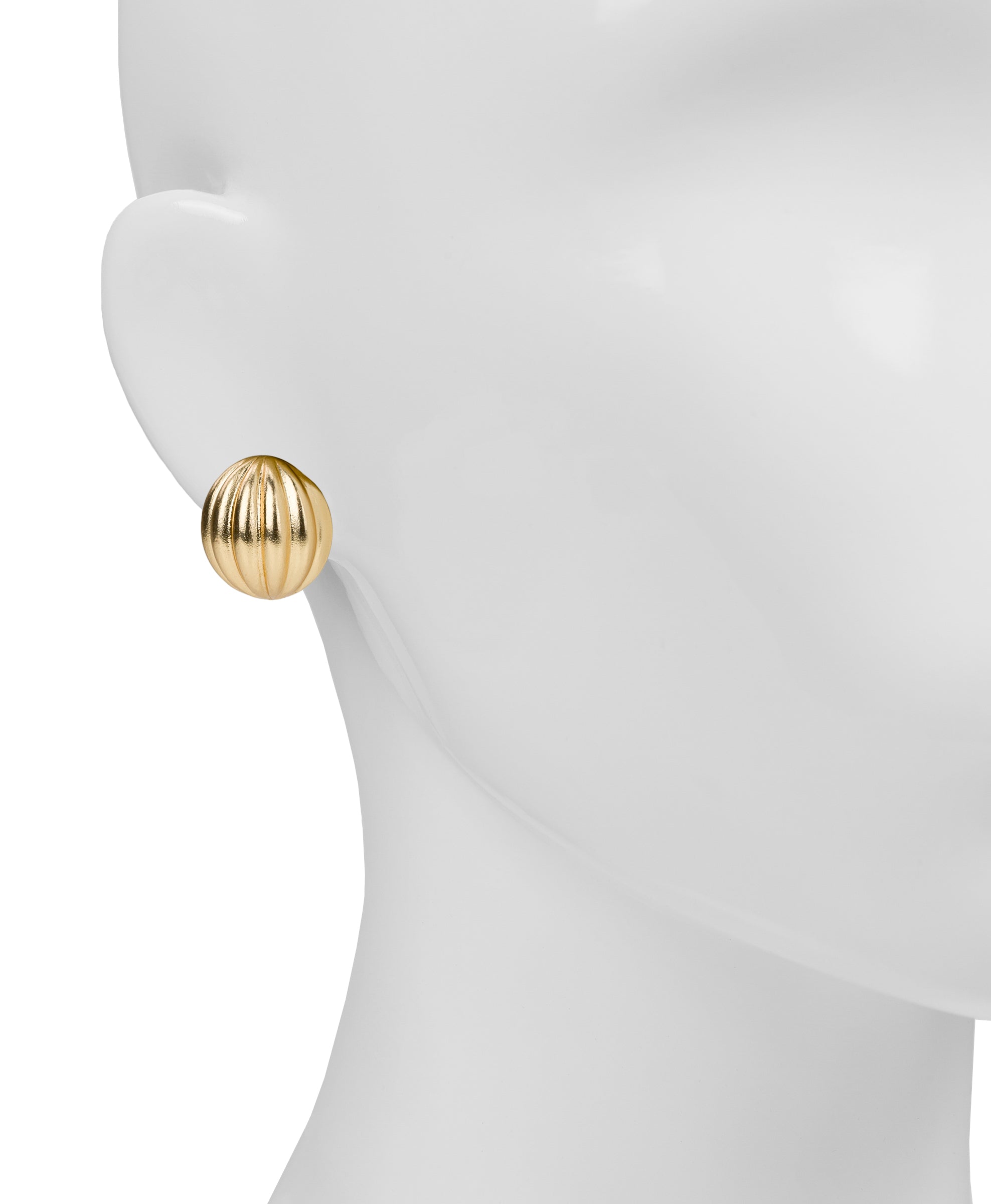 Female - Scalloped Button Clip Earrings - Scalloped Bead Collection - matte gold - by Patricia Nash - View 2 of 2