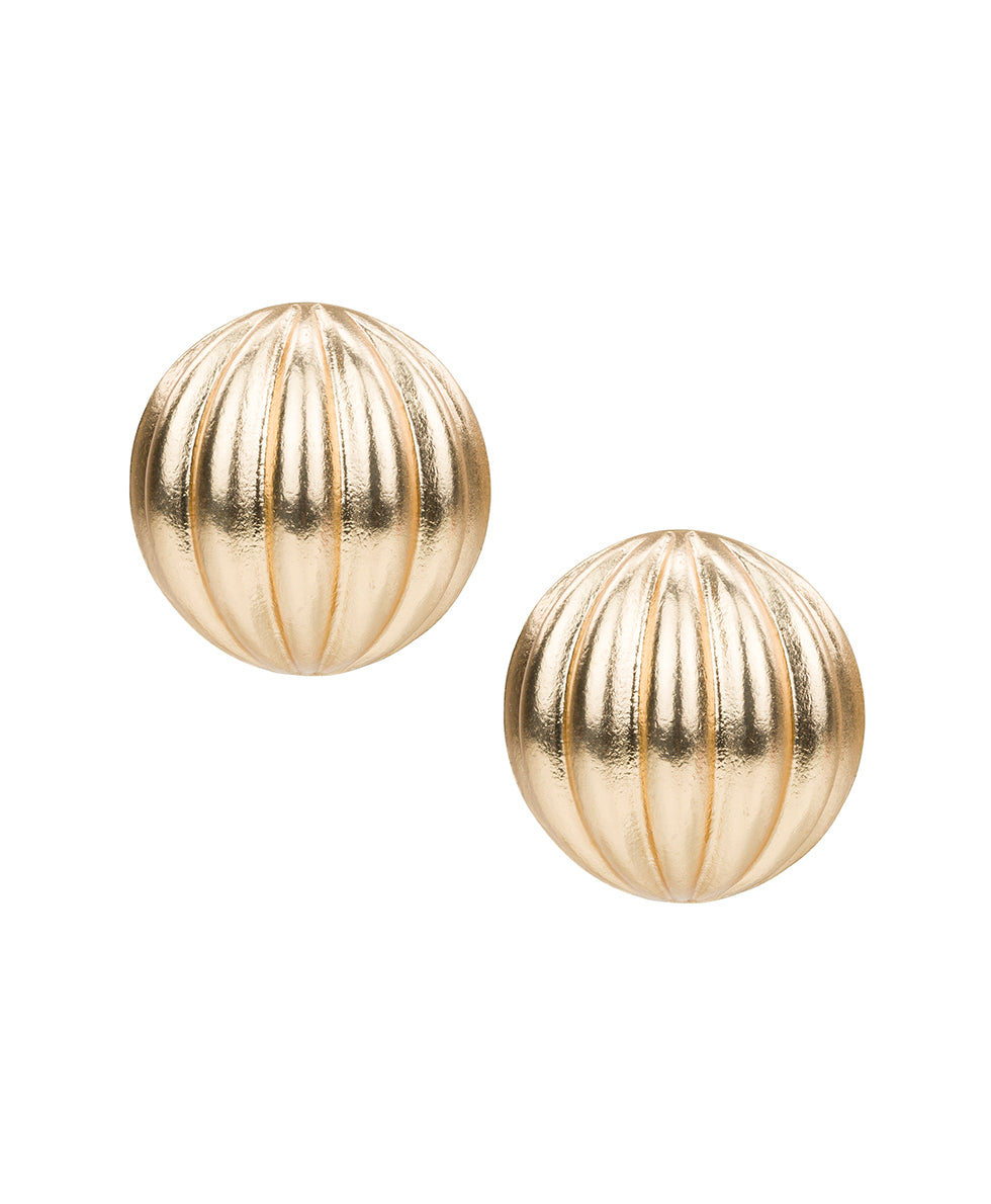 Female - Scalloped Button Post Earrings - Scalloped Bead Collection - matte gold - by Patricia Nash - View 1 of 2