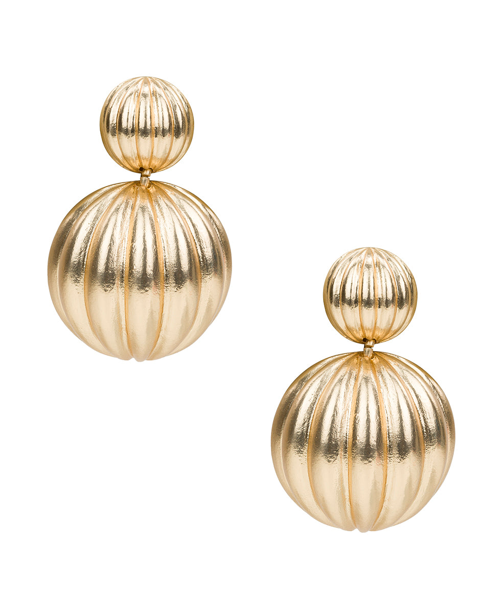 Female - Double Scalloped Earrings - Scalloped Bead Collection - matte gold - by Patricia Nash - View 1 of 2