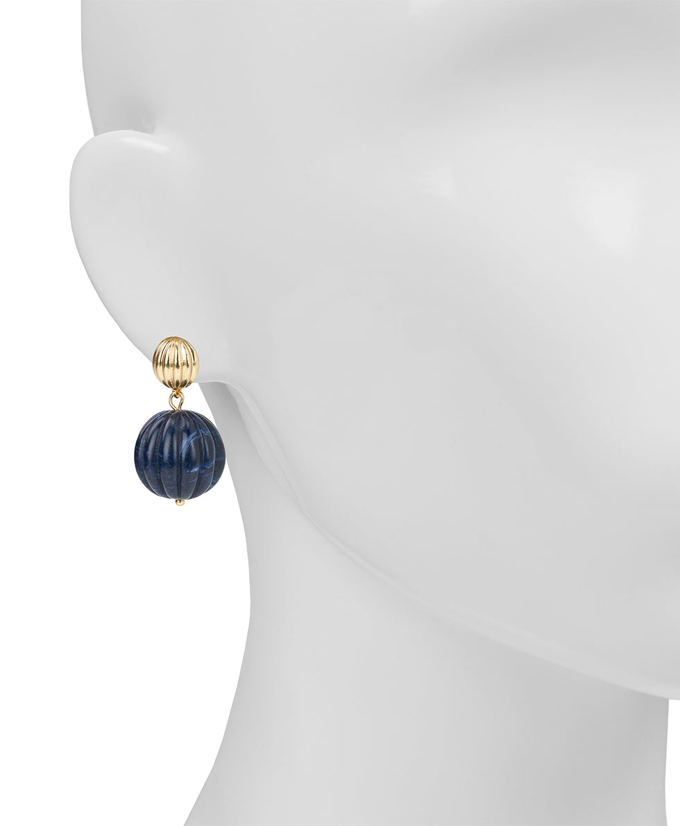 Female - Large Bead Drop Earrings - Scalloped Bead - red / gold - by Patricia Nash - View 2 of 6