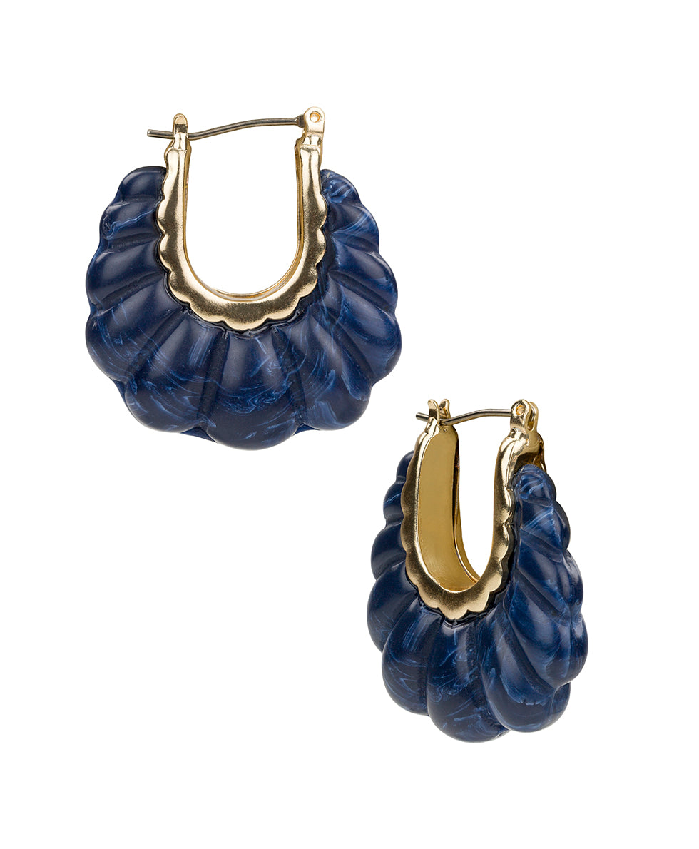 Female - Scalloped Hoop Earrings - Scalloped Bead Collection - matte gold/moonlight - by Patricia Nash - View 1 of 2
