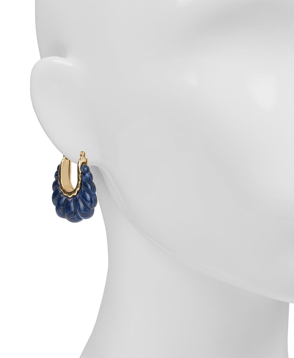 Female - Scalloped Hoop Earrings - Scalloped Bead Collection - matte gold/moonlight - by Patricia Nash - View 2 of 2