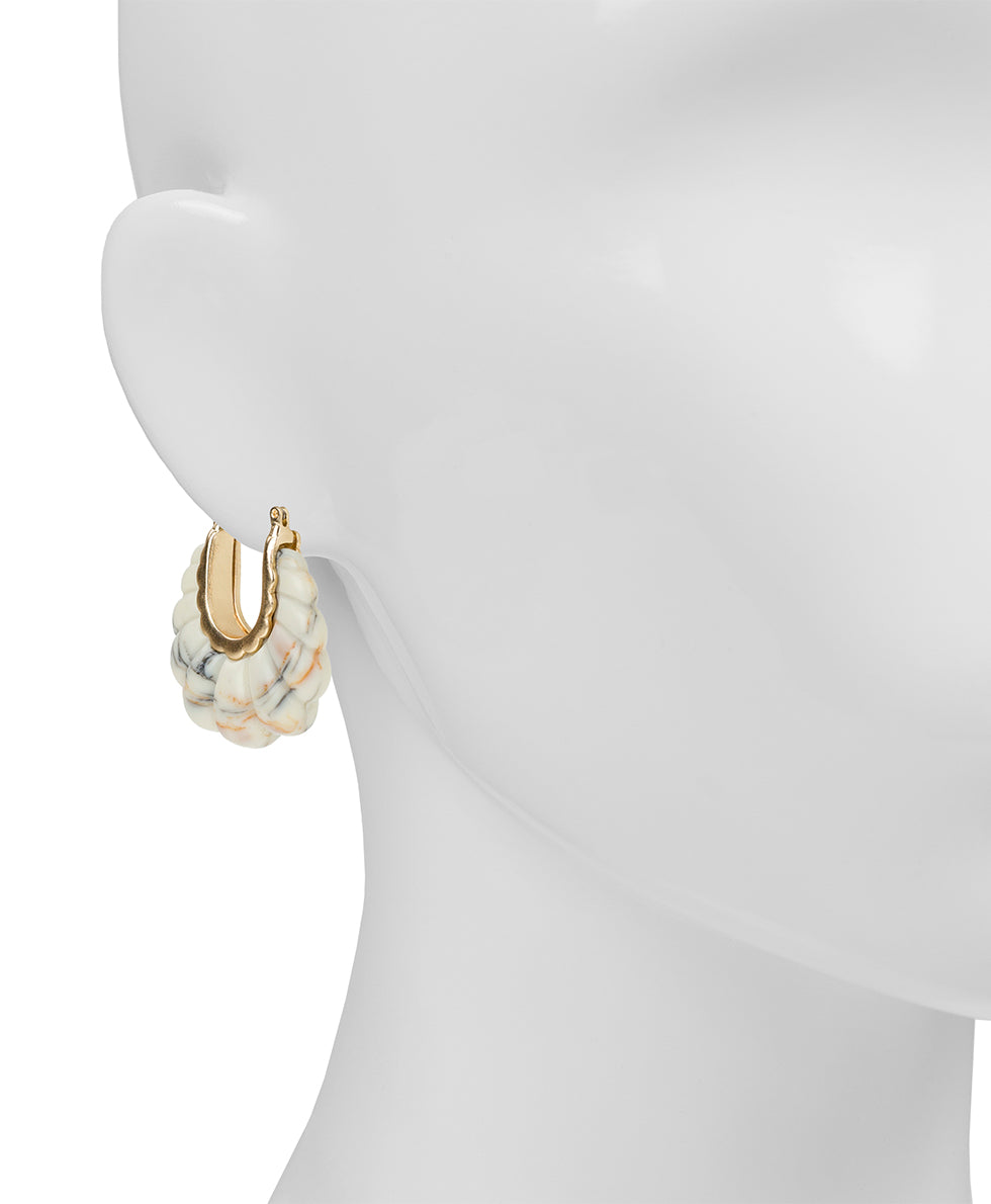 Female - Scalloped Hoop Earrings - Scalloped Bead - oxblood - by Patricia Nash - View 4 of 9