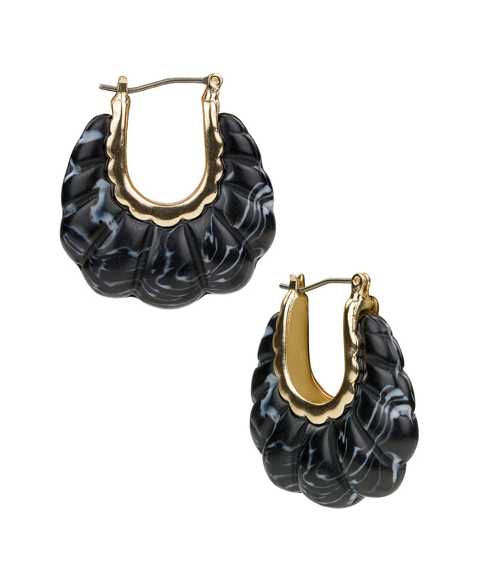Female - Scalloped Hoop Earrings - Scalloped Bead - oxblood - by Patricia Nash - View 5 of 9