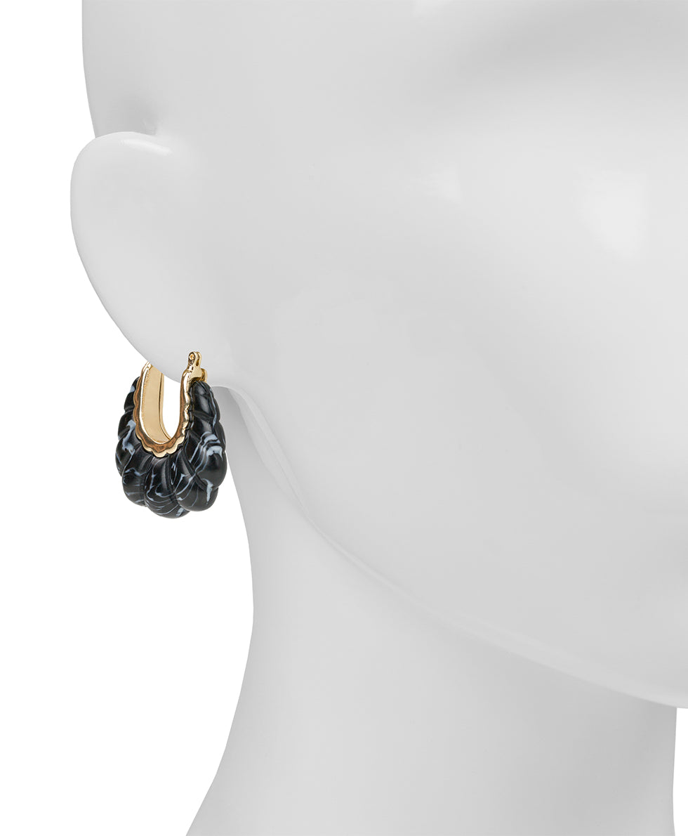 Female - Scalloped Hoop Earrings - Scalloped Bead - oxblood - by Patricia Nash - View 6 of 9