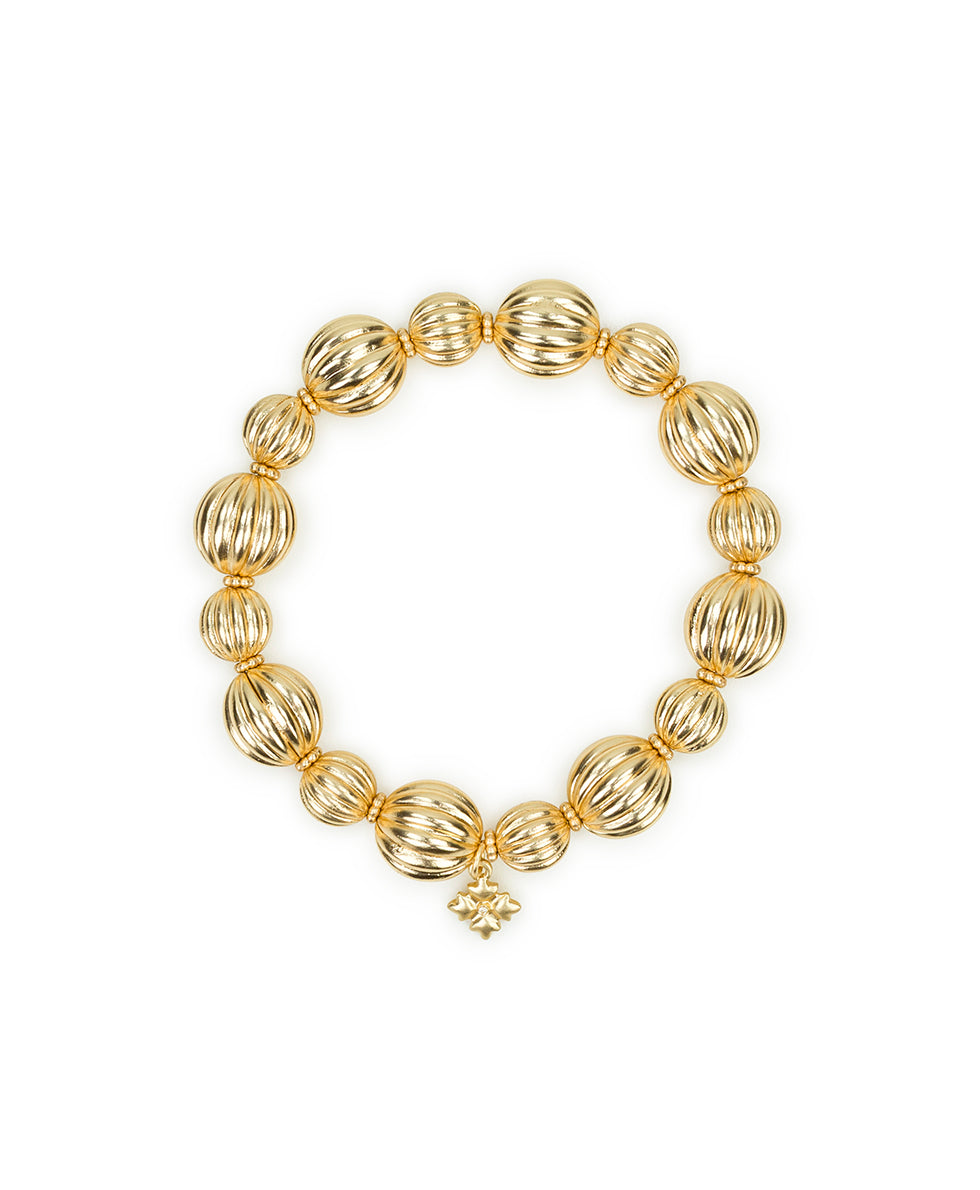 Female - Stretch Bracelet - Scalloped Bead Collection - matte gold - by Patricia Nash - View 1 of 3