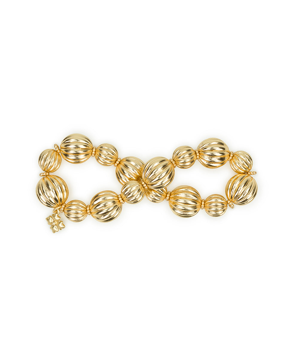 Female - Stretch Bracelet - Scalloped Bead Collection - matte gold - by Patricia Nash - View 2 of 3