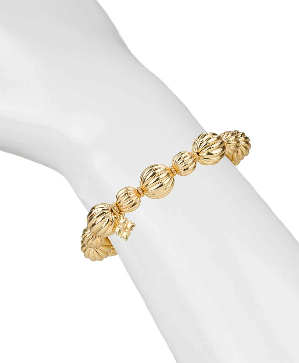 Female - Stretch Bracelet - Scalloped Bead Collection - matte gold - by Patricia Nash - View 3 of 3