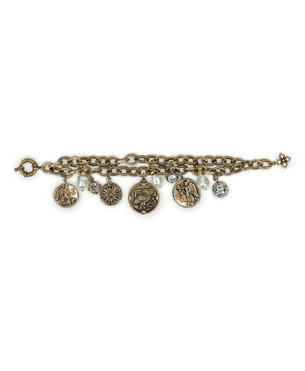Female - Charm Bracelet - World Traveler - antique gold/silver ox - by Patricia Nash - View 2 of 3