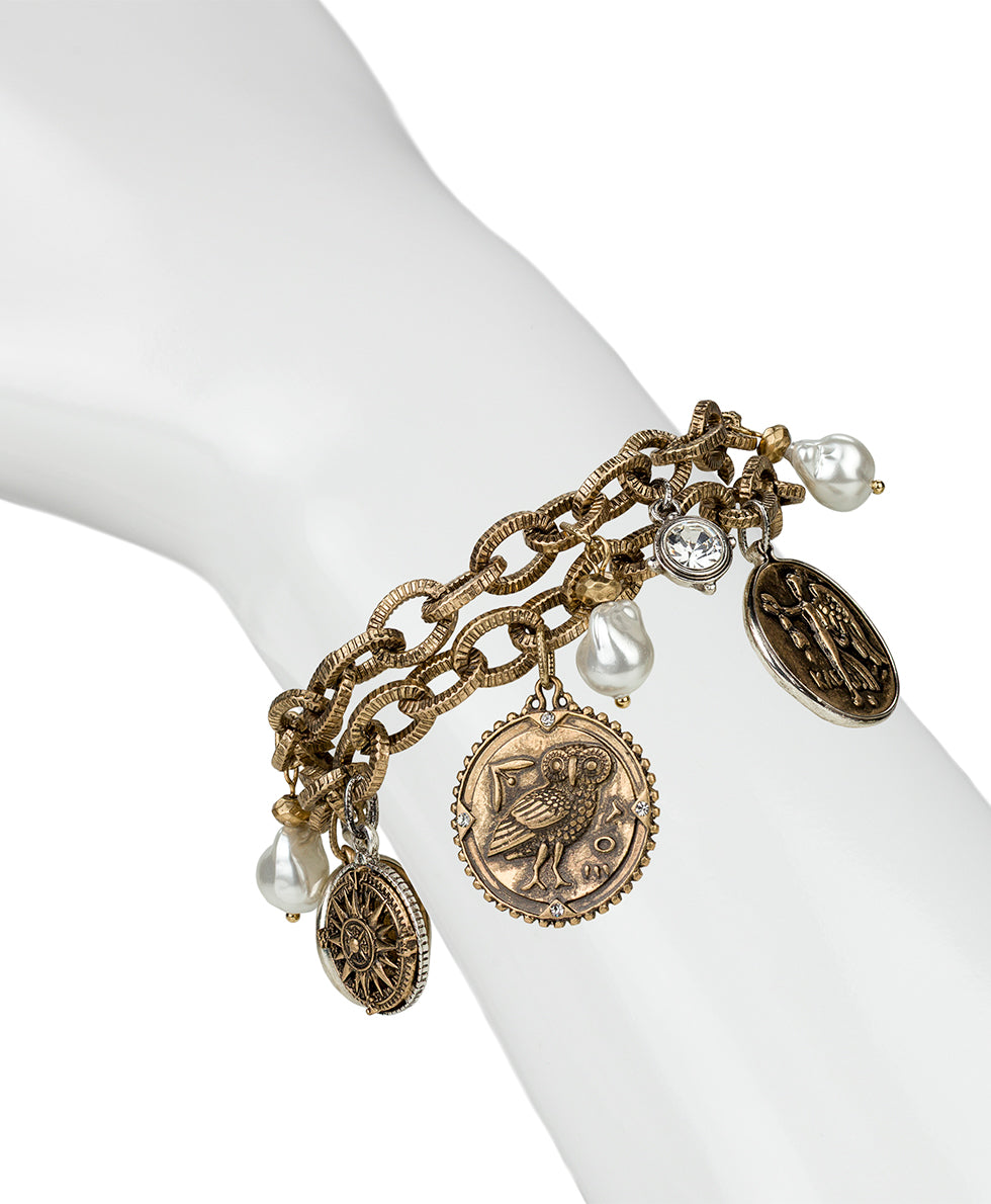 Female - Charm Bracelet - World Traveler - antique gold/silver ox - by Patricia Nash - View 3 of 3
