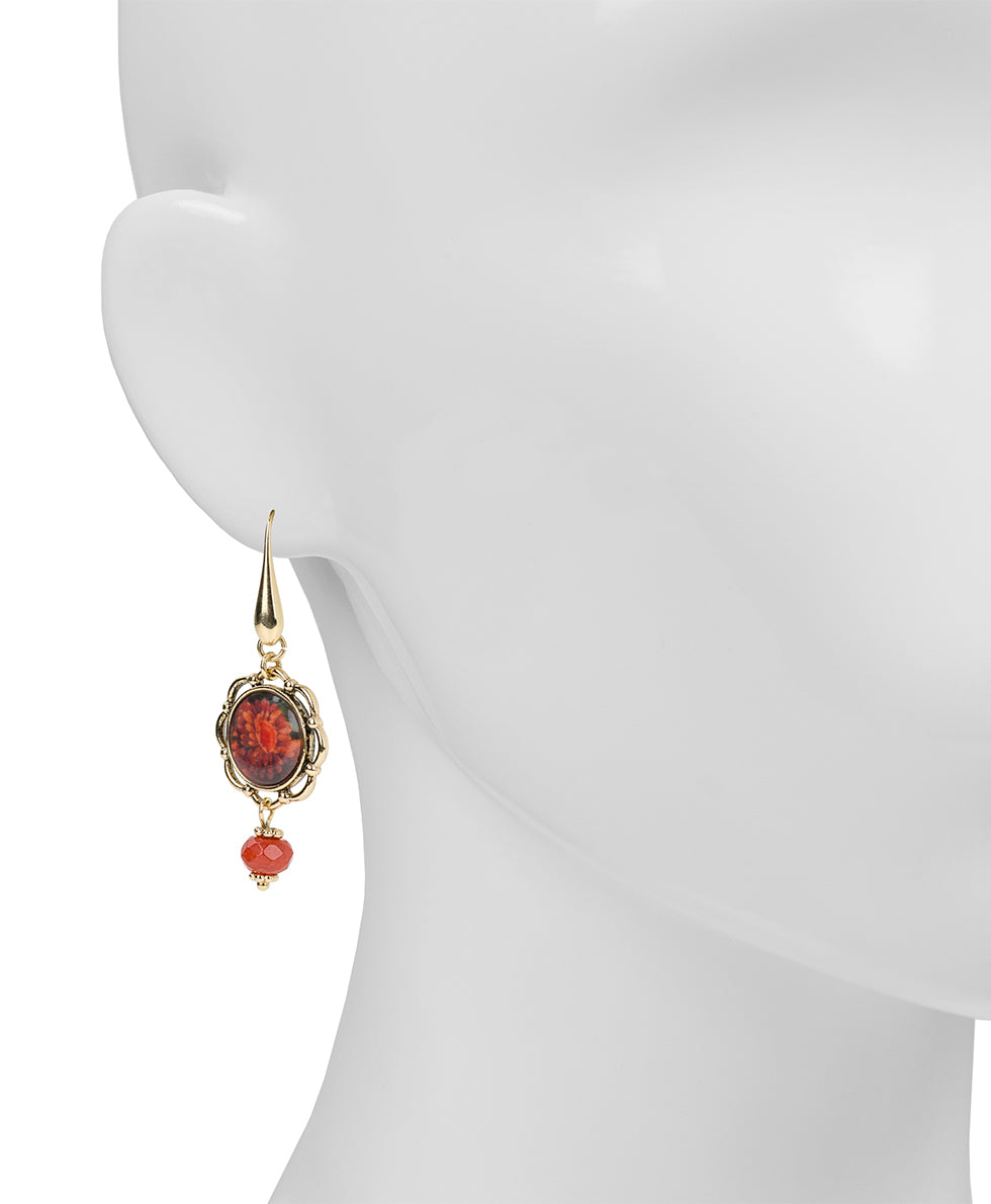 Female - Wire Drop Earrings - Multi Print - heritage red/antique gold - by Patricia Nash - View 2 of 2