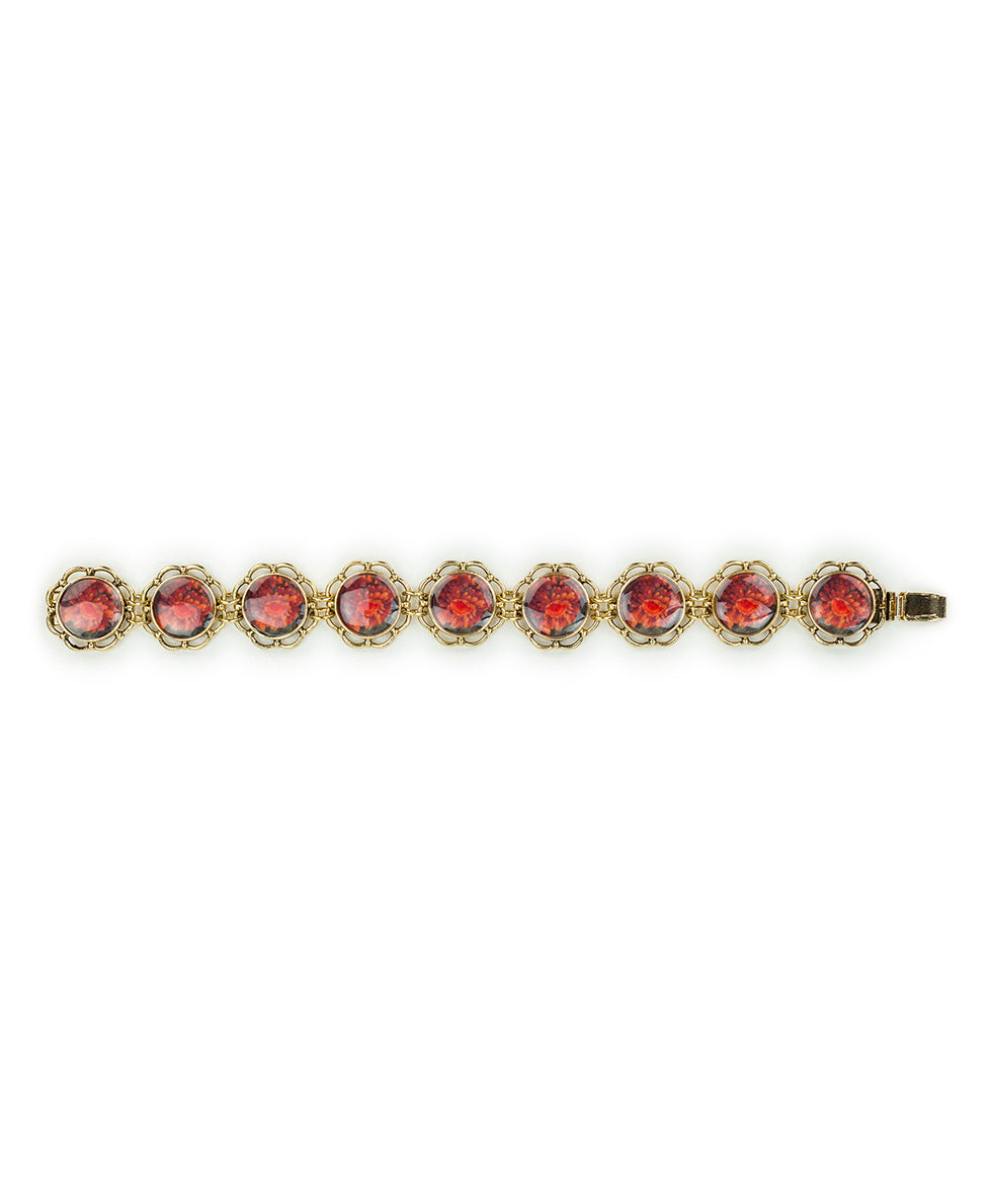 Female - Box Clasp Link Bracelet - Multi Print - heritage red/antique gold - by Patricia Nash - View 2 of 3